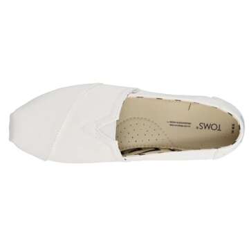 TOMS Women's Alpargata Recycled Cotton Canvas Loafer Flat, White, 10