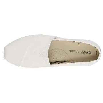 TOMS Women's Alpargata Recycled Cotton Canvas Loafer Flat, White, 10