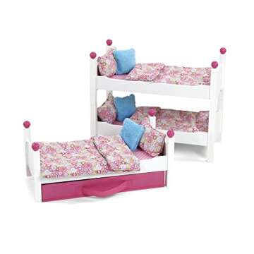 Emily Rose Doll Clothes 18 Inch Doll Furniture Bed Accessories Toy Gift Set for Kids Girls | 18" Doll Triple Bunkbed Bunk - Clothing Storage & Doll Bedding | Fits 14"-19" Dolls - Stuffed Animals