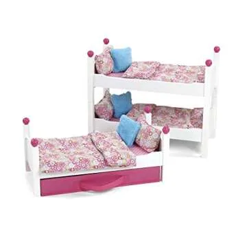 Emily Rose Doll Clothes 18 Inch Doll Furniture Bed Accessories Toy Gift Set for Kids Girls | 18" Doll Triple Bunkbed Bunk - Clothing Storage & Doll Bedding | Fits 14"-19" Dolls - Stuffed Animals