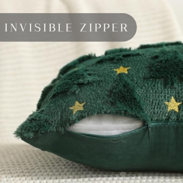 Dark Green Christmas Pillow Covers Set of 2