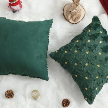Dark Green Christmas Pillow Covers Set of 2