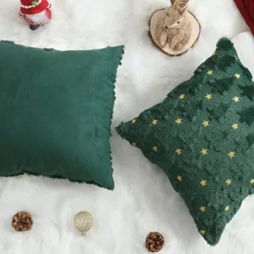 Dark Green Christmas Pillow Covers Set of 2