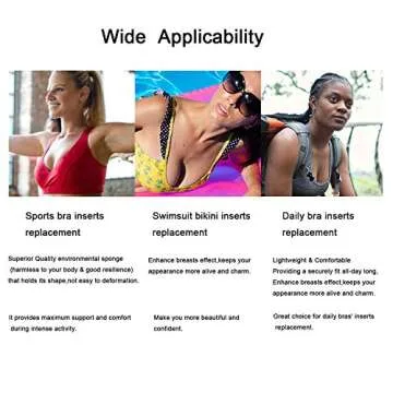 3 Pairs Removable Push Up Triangle Bra Pads Inserts for A/B/C Cups in Beige