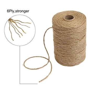 Tenn Well Jute Twine, 328Feet 2.32mm 6Ply Natural Garden Twine, Heavy Duty Jute String for Crafts, G...
