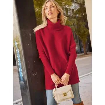 LILLUSORY Oversized Turtleneck Pullover Sweaters for Women - Trendy Fall Fashion