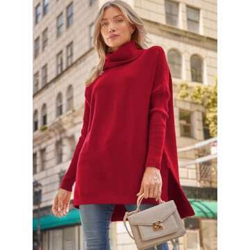 LILLUSORY Oversized Turtleneck Sweater for Women