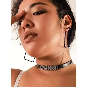 Sacina Gothic Punk Cute Owned Choker, Black Choker, Black PU Leather Chocker Collar, Gothic Goth Nec...