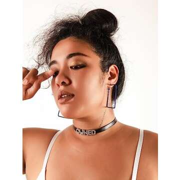 Sacina Gothic Punk Cute Owned Choker, Black Choker, Black PU Leather Chocker Collar, Gothic Goth Necklace, Costume Jewelry, Halloween Christmas Jewelry Gift for Women