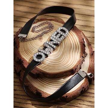 Sacina Gothic Punk Cute Owned Choker, Black Choker, Black PU Leather Chocker Collar, Gothic Goth Necklace, Costume Jewelry, Halloween Christmas Jewelry Gift for Women