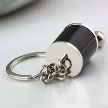 maycom Creative Auto Part Model Gear Box Keychain Six-speed Manual Transmission Shift Lever Keyring Key Chain Ring Keyrings Keyfob (Black)