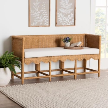 Chic Bali Seranay Rattan Accent Bench Perfect for Nooks