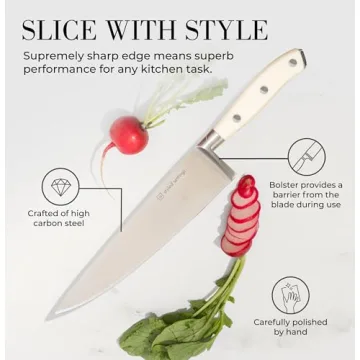 Elegant Self-Sharpening White Knife Set - 14 Pieces