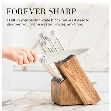 Elegant Self-Sharpening White Knife Set - 14 Pieces