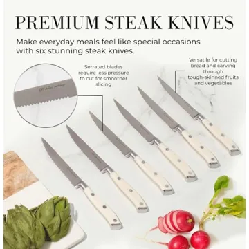 Elegant Self-Sharpening White Knife Set - 14 Pieces