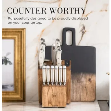 Elegant Self-Sharpening White Knife Set - 14 Pieces