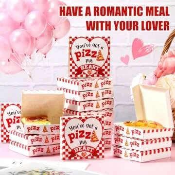 Fullhawl 50 Pcs Valentines Heart Mini Pizza Box Square Cardboard Pizza Box Small Cookie Boxes for Valentine Celebrations Party Favors Birthdays Weddings,(3.54 x 3.54 x 0.78 Inches)