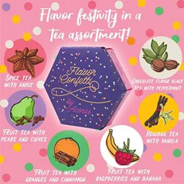 ACORUS | Flavor Confetti Tea Assortment | Natural Fruit and Herbal Tea Gift Set | Celebrate with 6 D...