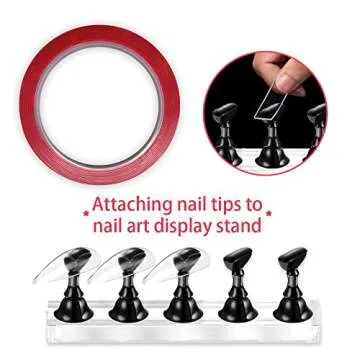 NOVAL Double Sided Tape 2 Rolls Press on Nails Adhesive Strong Sticky Mounting Tapes for Press on Nail Packaging