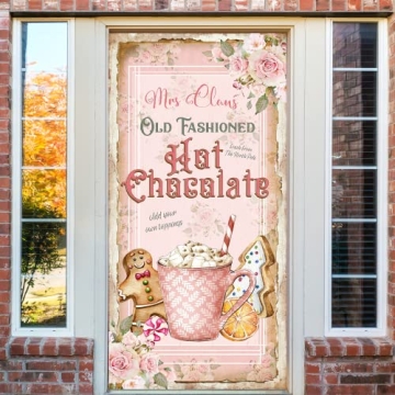 GREHUMOR Pink Christmas Door Cover for Festive Decor