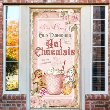 GREHUMOR Pink Christmas Door Cover for Festive Decor