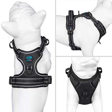 PHOEPET No Pull Dog Harness with Adjustable Clips and Reflective Properties