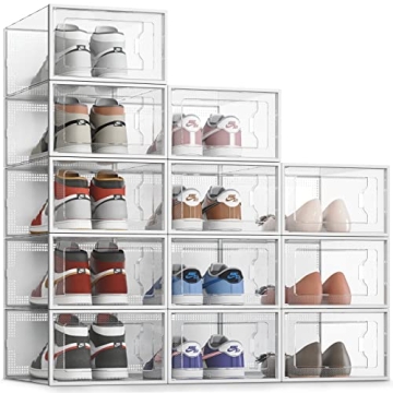 SEE SRPING XX-Large Shoe Storage Box – Clear Plastic Stackable Organizer for Size 14