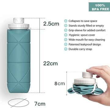Collapsible Water Bottle - Durable & Leakproof 20oz