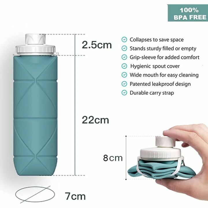 Collapsible Water Bottle - Durable & Leakproof 20oz