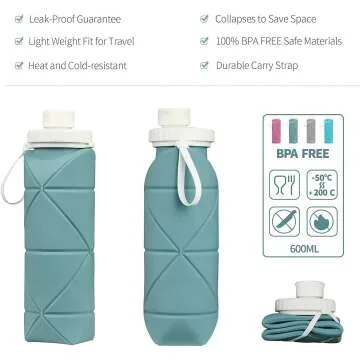 Collapsible Water Bottle - Durable & Leakproof 20oz