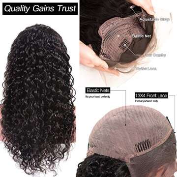 26 Inch Lace Front Wigs Human Hair Water Wave 100% Unprocessed Virgin Brazilian Human Hair Wigs With Baby Hair For Black Women 8a Glueless Lace Front Human Hair Wigs 150% Density Curly Wigs