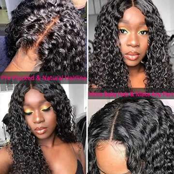 26 Inch Lace Front Wigs Human Hair Water Wave 100% Unprocessed Virgin Brazilian Human Hair Wigs With Baby Hair For Black Women 8a Glueless Lace Front Human Hair Wigs 150% Density Curly Wigs