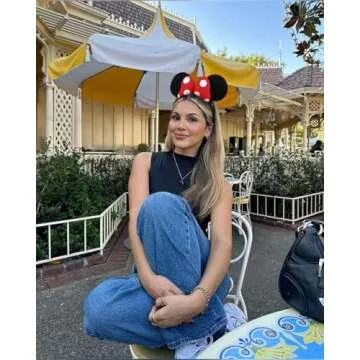 WOVOWOVO 3D Mouse Ears Headbands for Women Red Bow Hairbands Headband Birthdays Headband for Girls Party Decorations