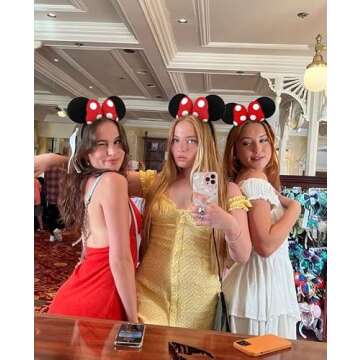 WOVOWOVO 3D Mouse Ears Headbands for Women Red Bow Hairbands Headband Birthdays Headband for Girls Party Decorations