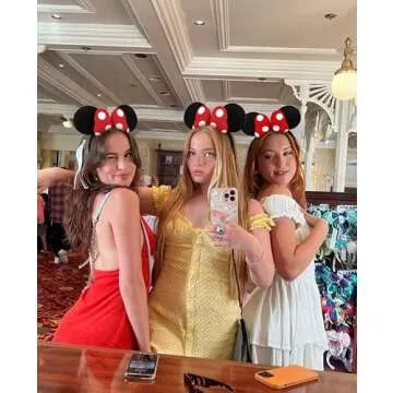 WOVOWOVO 3D Mouse Ears Headbands for Women Red Bow Hairbands Headband Birthdays Headband for Girls Party Decorations