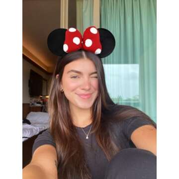 WOVOWOVO 3D Mouse Ears Headbands for Women Red Bow Hairbands Headband Birthdays Headband for Girls Party Decorations