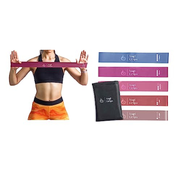Pink Resistance Bands Set - 5 Levels for Yoga Pilates Rehab