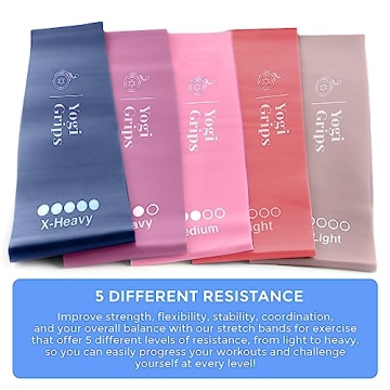 Pink Resistance Bands Set - 5 Levels for Yoga Pilates Rehab