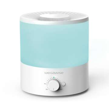 MegaWise Ultrasonic Cool Mist Humidifier SK7620 - 1.5L Capacity, Whisper-Quiet Operation, Adjustable Mist Output, Auto Shut-Off - Ideal for Home, Office, Baby Room, and Bedroom