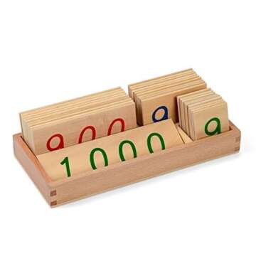 Montessori Math Material Wooden Number Cards 1-9000 with Box Counting Number Bank Game Children Earl...
