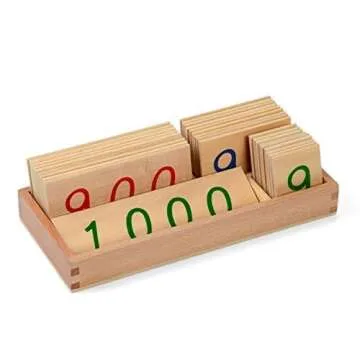 Montessori Math Material Wooden Number Cards 1-9000 with Box Counting Number Bank Game Children Earl...