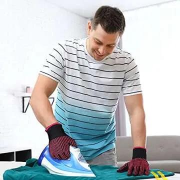 Tondiamo Heat Resistant Gloves with Silicone Bumps and 3 Rolls 10mm x 33m 108 ft Heat Press Tape for Hair Styling