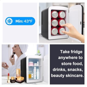 Portable Mini Fridge 4L Cooler and Warmer - Black