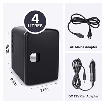 Portable Mini Fridge 4L Cooler and Warmer - Black