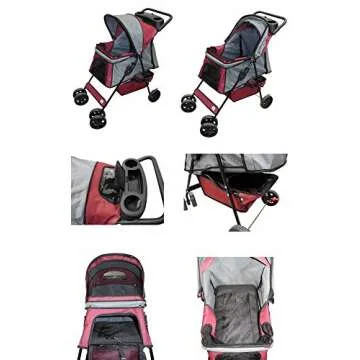 Go Pet Club Stroller in Maroon/Silver for Pets