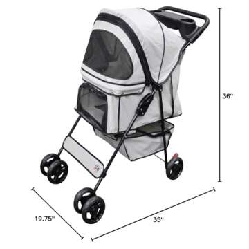 Go Pet Club Stroller in Maroon/Silver for Pets