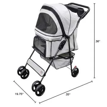 Go Pet Club Stroller in Maroon/Silver for Pets