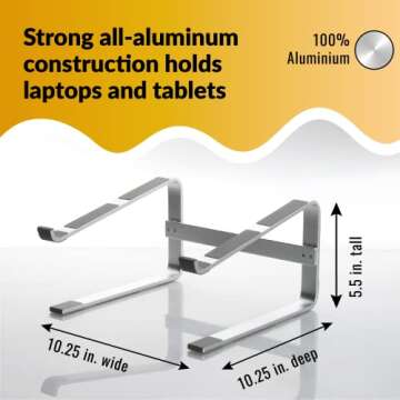 Ergonomic OFFICE OWL Laptop Desk Stand - Adjustable Aluminum Riser for Home and Office