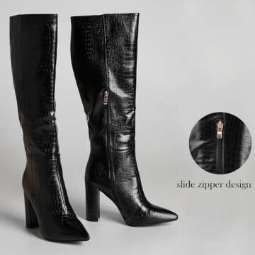 MUCCCUTE Knee High Boots - Trendy Chunky High Heel Style