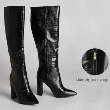 MUCCCUTE Knee High Boots - Trendy Chunky High Heel Style